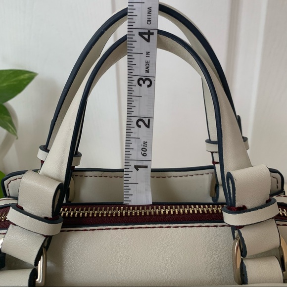 Zara · Cream Navy Gold Handbag Crossbody Burgundy Lining - Zara Basic Collection - Picture 7 of 16